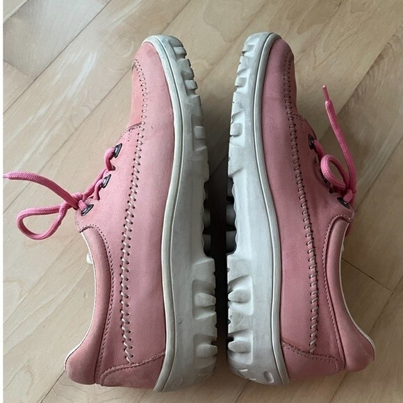 Bally Gulf 03 Leather Golf Laced Sneaker Shoes in Salmon Pink and White 6M - Picture 7 of 14